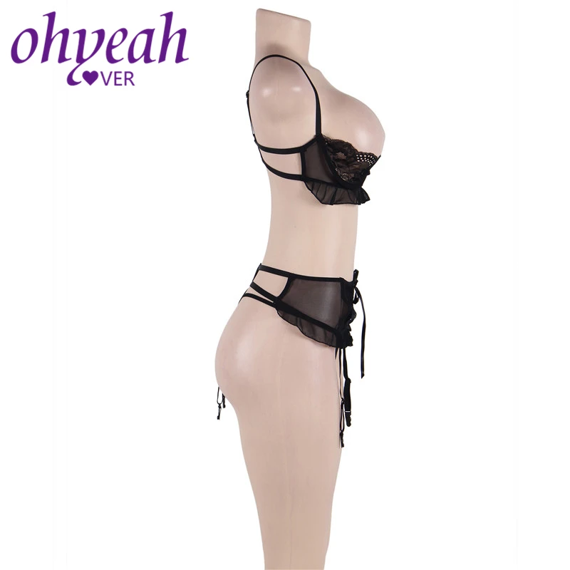 Ohyeahlover Lingerie Sets 2018 Women Black Lace 3 Piece Open Bust Bra Set RM80512 Big Size Women Panties Lenceria Para Mujer Ohyeahlover Lingerie Sets 2018 Women Black Lace 3 Piece Open Bust Bra Set RM80512 Big Size Women Panties Lenceria Para Mujer