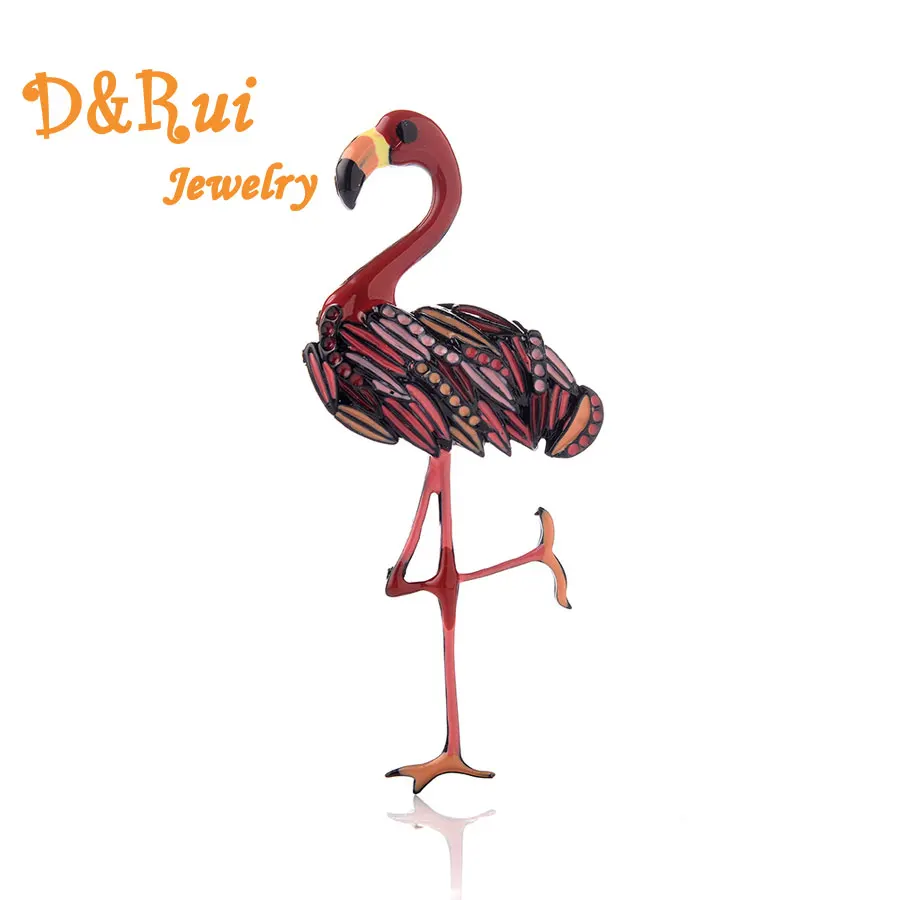

Red Flamingo Brooch For Women Delicate Animal Bird Brooches Pins Fashion Glamour Brand Jewelry Collar Decoration 2019 Hot Sale
