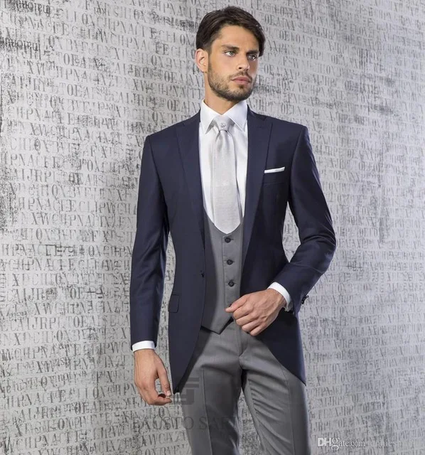 Italie Hommes Costumes 2017 De Mode Marié Smokings De Mariage Costumes Marine Bleu Hommes Costume Blazer