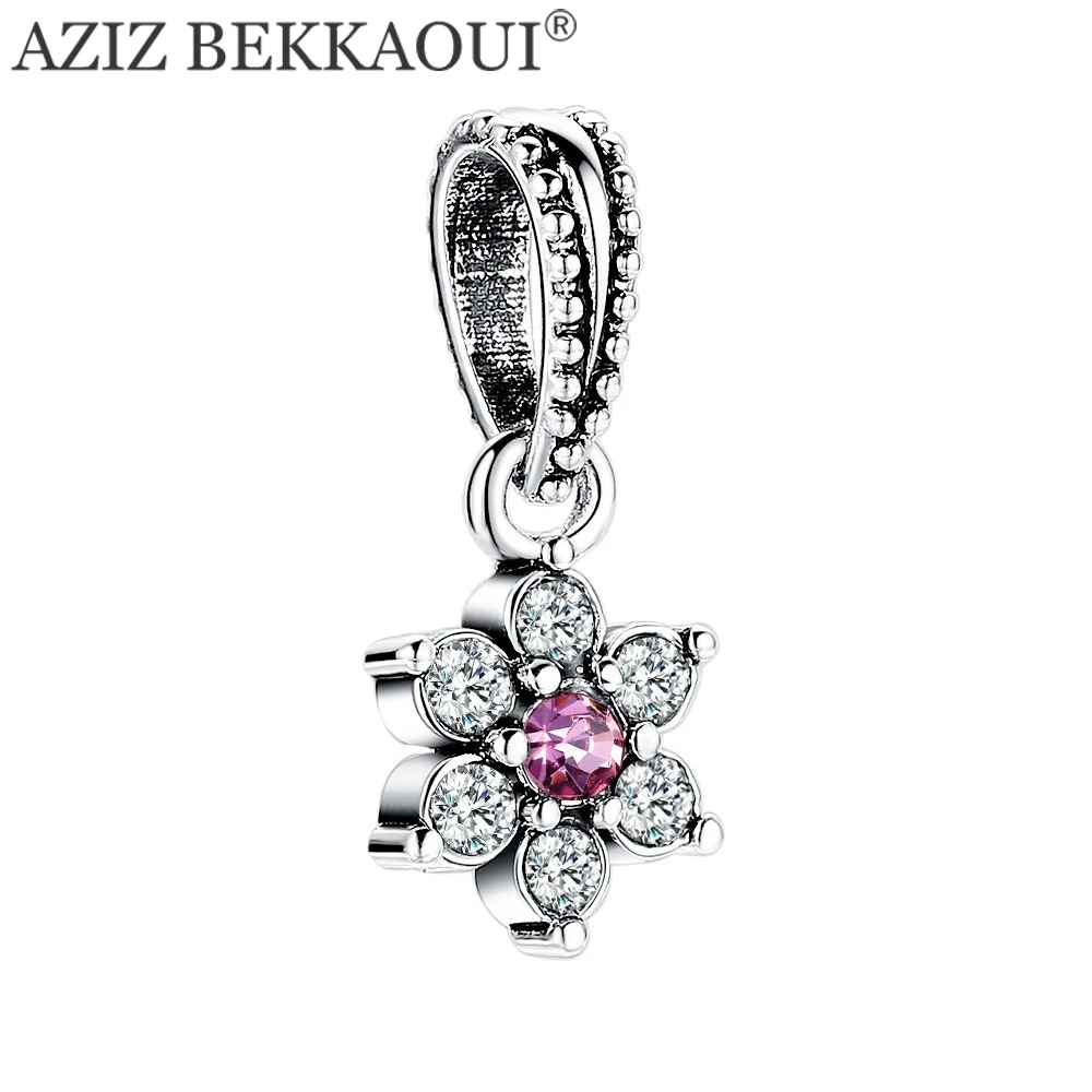 

AZIZ BEKKAOUI DIY Pink Crystal Flower Beads fit DIY Original Bracelet Big Hole Pendant Charms Diy Beads for Jewelry Making