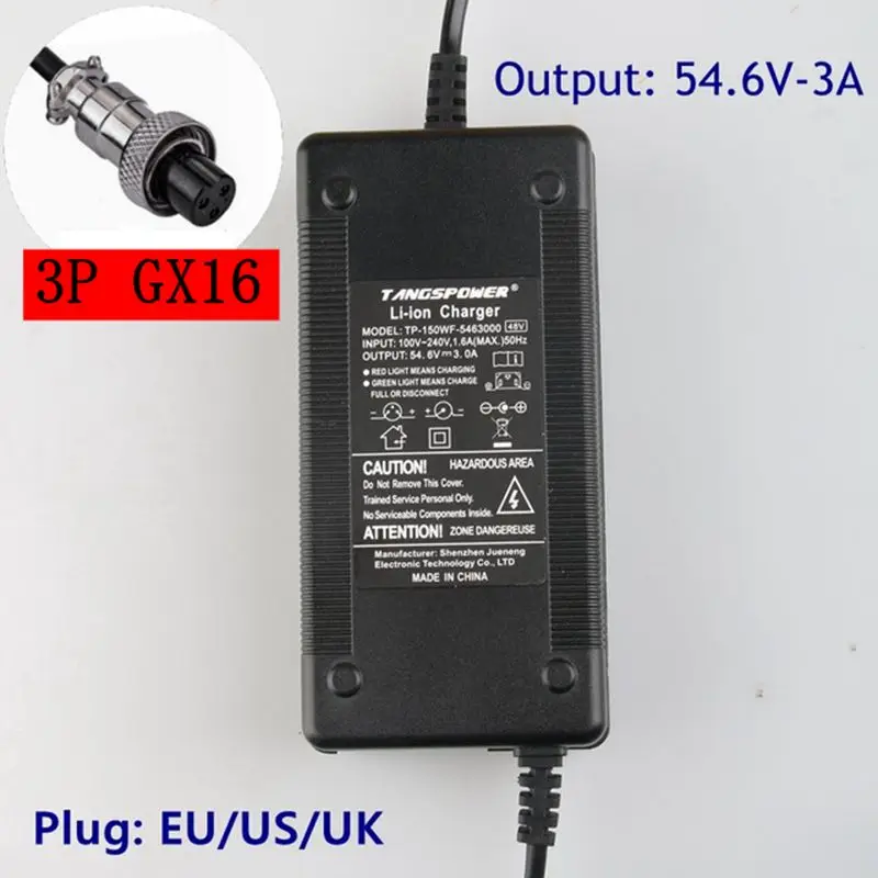 

1pc best price 54.6V 3A electric bicycle lithium battery charger 48V 3 pin lithium battery pack female XLRF XLR connector 3 plug