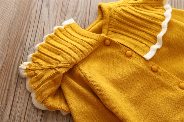 Fanfiluca Toddler Girls Cardigan Cute Baby Girl Cotton Knit Sweaters Autumn Long Sleeve Outerwear Fashion Kids Sweaters For 1-5T0008