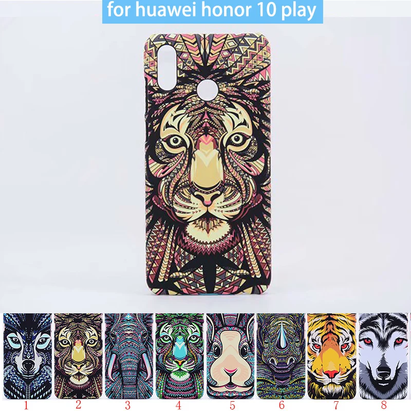 

Original luxo Forest King Aztec Animals Faces Lion Wolf Owl Pattern PC Hard Printing Phone Case Cover for Huawei Honor 10 Play