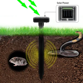 

2pcs Solar Powered Pest Reject Ultrasonic Sonic Mouse Mole Insect Pest Rodent Repellent LED Light Repeller Outdoor Lamp Garden