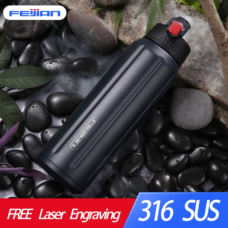 

FEIJIAN Sport Thermos Bottle Double Wall 18/10 Stainless Steel Shaker Vacuum Flask Tumbler Portable Tritan Lid BPA Free