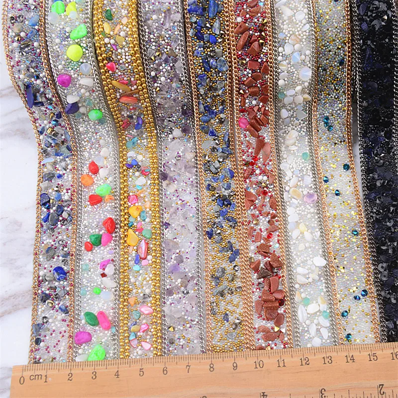 Стеклянная хрустальная стразы шириной 2 см обрезанная лента цепочка для