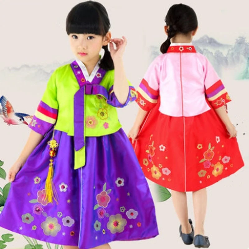 Ханбок корейский национальный костюм для девочек Дети корейский традиционное платье косплей корейский ханбок одежда для выступлений