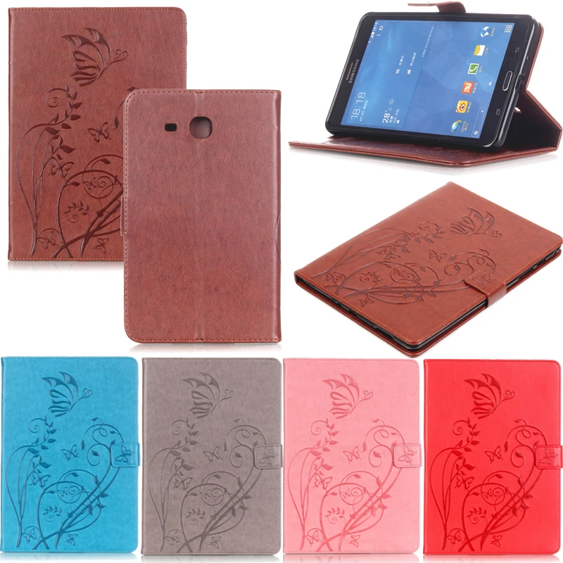 

Tablet T280 T285 Funda For Samsung Galaxy Tab A 7.0" Fashion Butterfly Emboss Leather Flip Wallet Case Cover Coque Shell Stand