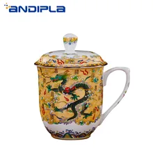 800 мл Цзиндэчжэнь керамическая чашка для чая из костяного фарфора офисная чашка для воды с крышкой молочный Кофе Чайные чашки Китайская традиционная кружка с изображением дракона