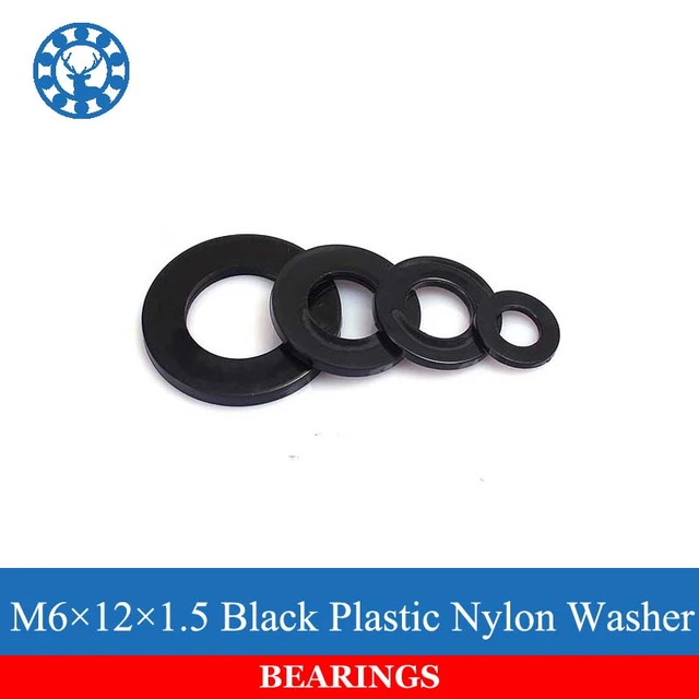 100 pieces washers M6 black DIN 125 plastic polyamide U-discs