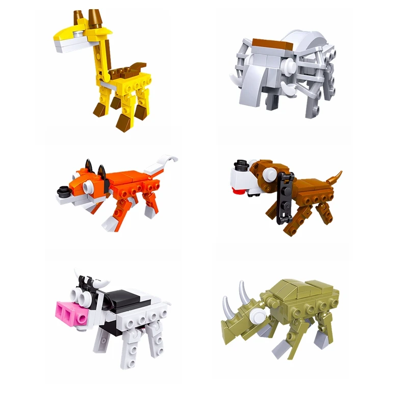 

Legoing animals Building Blocks Giraffe cow fox elephant and rhino DIY Toy & Model Kids educational children's toys Legoings Kit