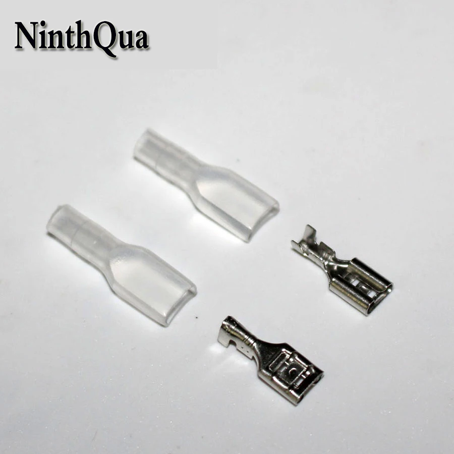 

100pieces 4.8 mm with transparent sheath inserted spring 4.8mm Female connector terminal Faston with insulator for wire
