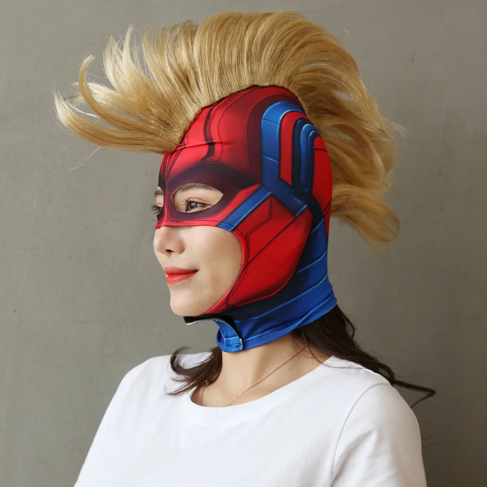 Captain Marvel Helmet Cosplay Mask Carol Danvers Superhero Halloween