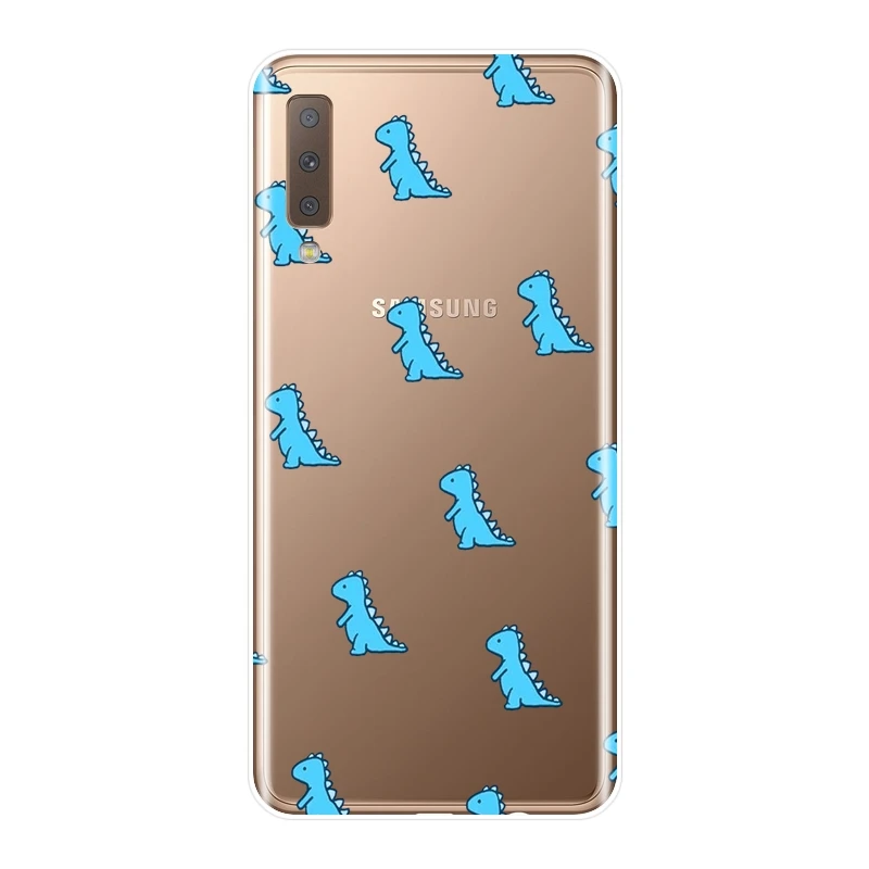 Забавный чехол с динозаврами для Samsung Galaxy A6 A8 Plus 2018 Мягкая силиконовая задняя