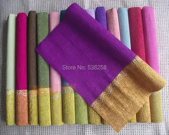 

Free shipping on sale gold edge crepe paper Floral wrapping paper flower packing material 50*235cm per one roll