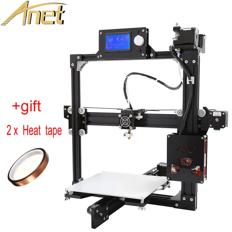  12864LCD Display High Accuracy Full metal frame Anet A2 3D Printer Kit DIY Easy Assemble With High Temperature Heat Tape Gift 