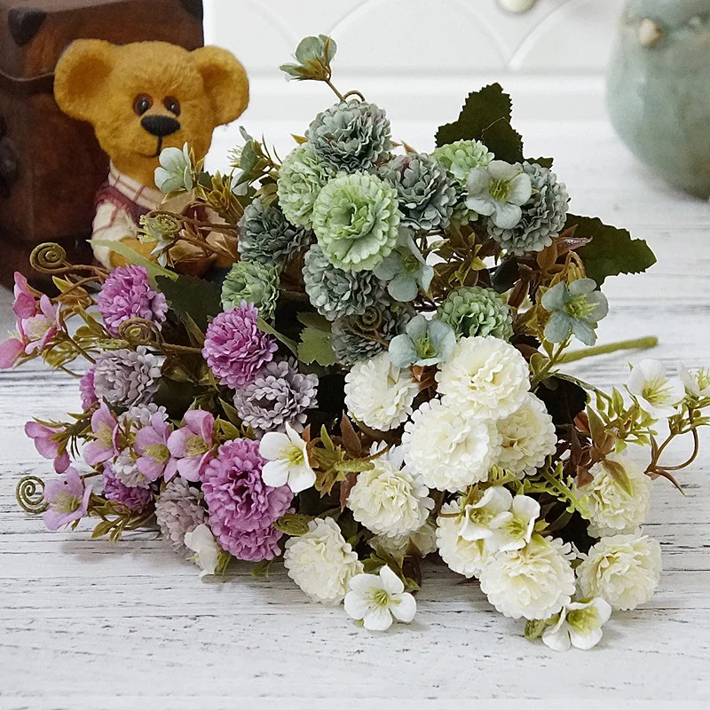 Flone Artificial Flowers High Quality Silk Bouquet Fake Flowers Wedding Display Flower European Style Carnation Home Decoration (13)