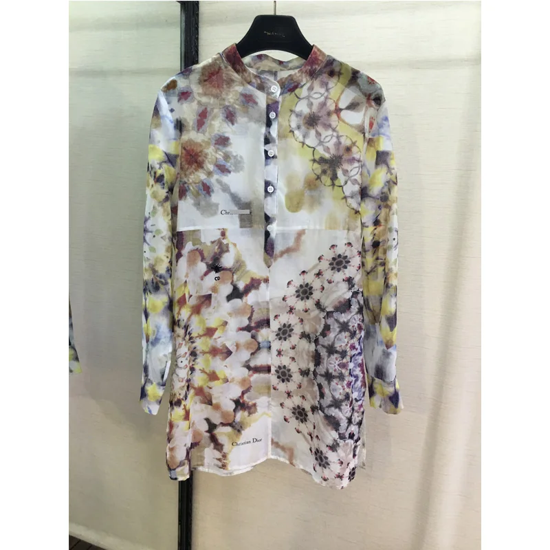 

CD Runway Ink Printed Long Shirt Embroidery Little Honey Bee Cotton Light and comfortable