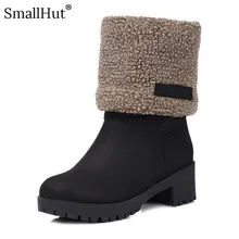 Flock High Thick Heel Ankle Boots Women Winter Ladies Round Toe Shoes D070 Fashion Warm Woman Black Khaki Gray Platform Boots Flock High Thick Heel Ankle Boots Women Winter Ladies Round Toe Shoes D070 Fashion Warm Woman Black Khaki Gray Platform Boots