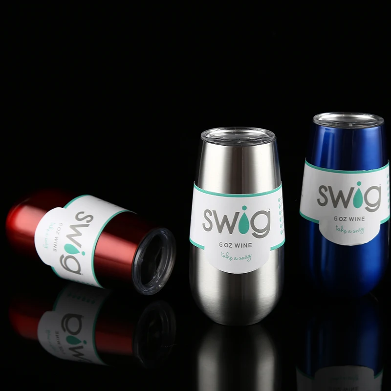 Swig Wine Cup Champagne Beer 6oz 9oz Camo With Lids Termos Stemless Flute Stainless Swig Tumbler Thermos Vacuum Flask Insulated