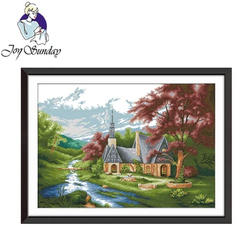 

Joy Sunday,Church,cross stitch embroidery set,11CT,14CT,Scenery pattern cross stitch,Needlework counted cross-stitch patterns