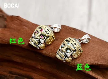

New s925 sterling silver jewelry retro Thai silver Buddha skull personalized punk men and women pendant