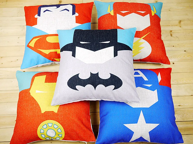 WholesaleBatman pillow cover, Superman Captain America Iron Man Flash
