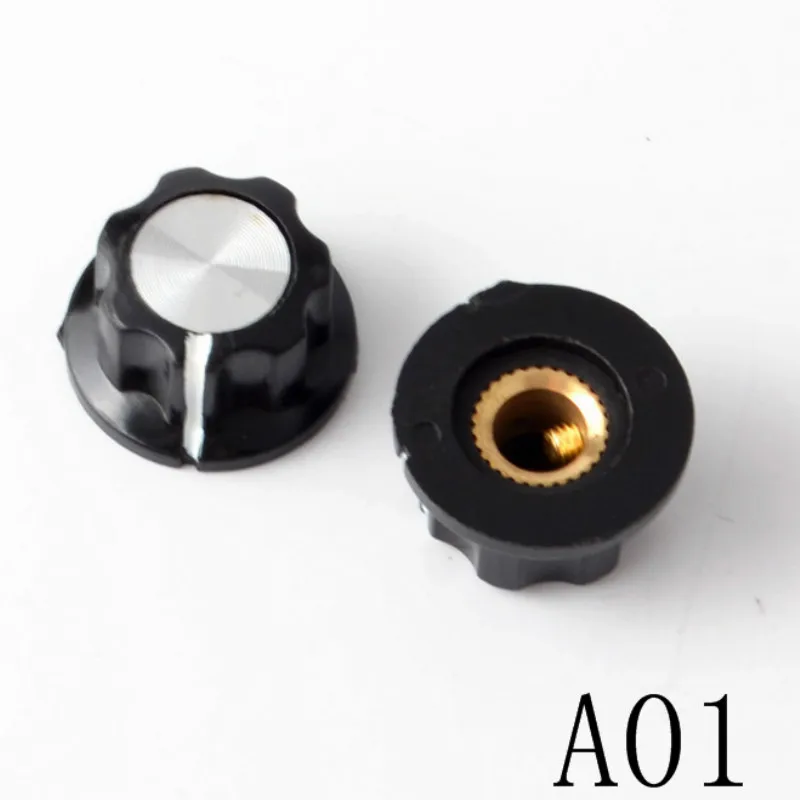 

5pcs A01 Bakelite Knob, 20MMxH11.5MM Mounting Hole 6MM, For Rotary potentiometer & Encoder & Rotary Switch