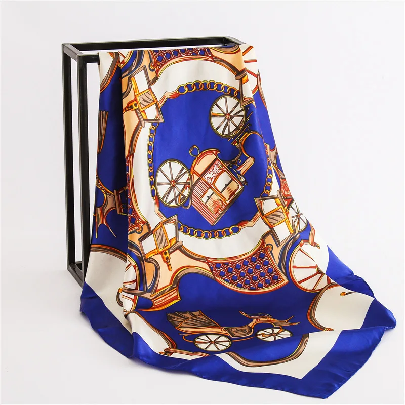 

Women Large Silk Square Scarf Fashion Print Hijab Scarves for Ladies Head Neck Kerchief Female Bandana Shawls and Wraps
