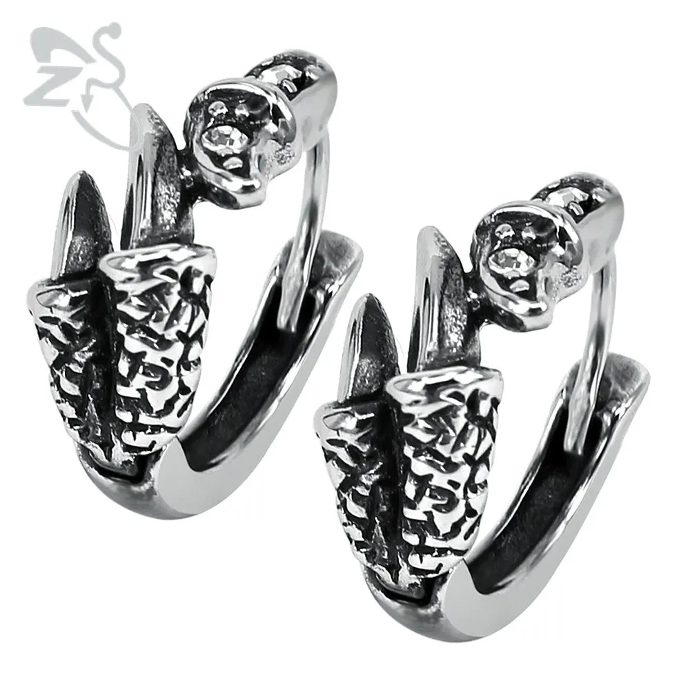 

Punk Circle Earrings Surgical Steel Ear Hoop Earring Animal Paw Zircon Small Hoop Earring Men Fashion Female Pendientes Aros