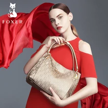 FOXER Brand Article Cow Leather Women Handbags Shoulder Bag for Female Fashion Totes Purse Tassel Bags Gift for Women foxer brand 2018 women s leather bag fashion crossbody bags for women chain bags girl shoulder bag gift for valentine s day