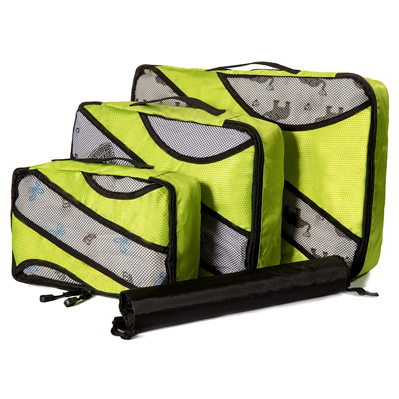 

QINYIN Waterproof Storage Clothing Sorting Luggage Mesh Bag 3 Pcs Packing Cube Organiser Travel Bag Women Large Capacity