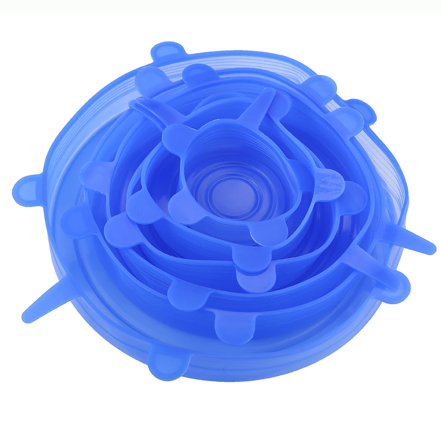 

Dropshipping 6pcs Silicone Lids Durable Reusable Food Save Cover Shapes Containers Heat Resisting Fits All Sizes