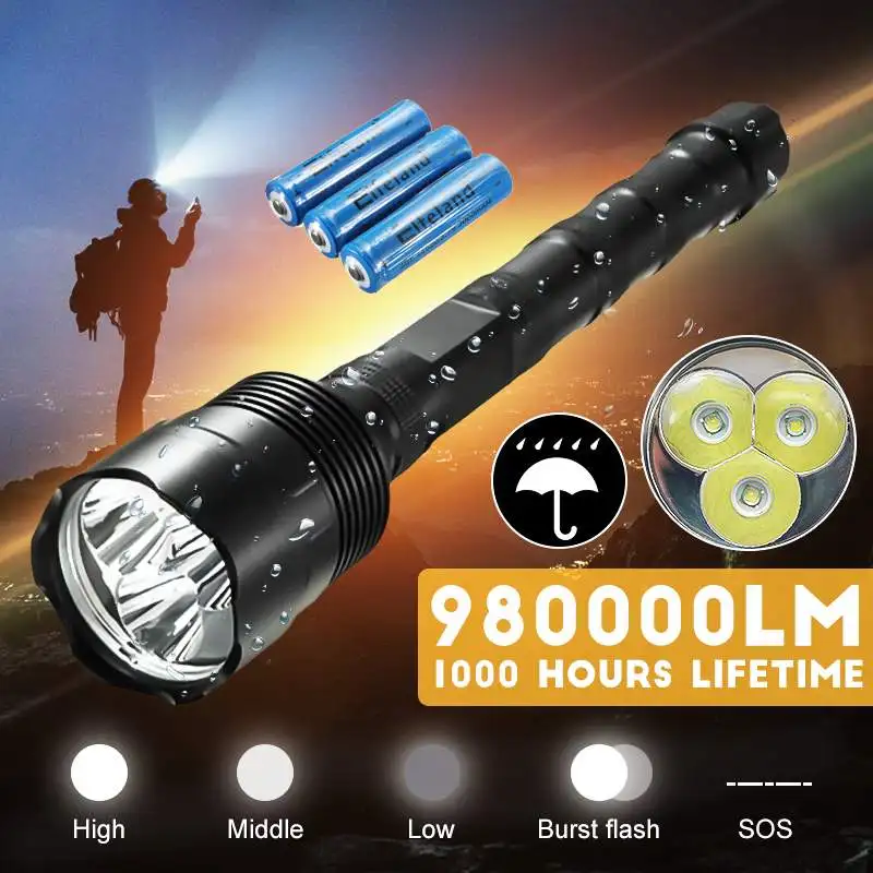 

980000lm Smuxi Portable Work Lamp 3xt6 COB LED flashlight Magnetic zoomable Worklight 5 modes Rechargeable waterproof use 18650