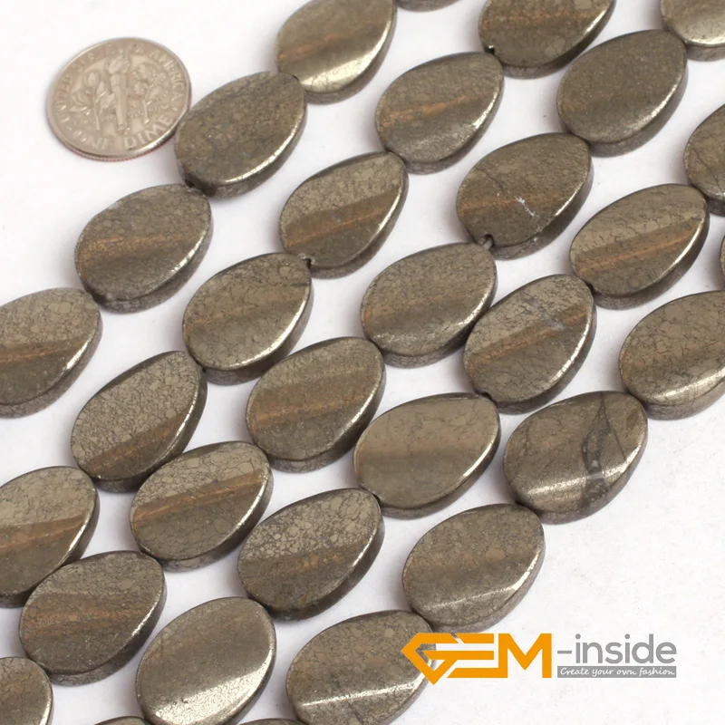 

13X18MM flat olivary oval twist pyrite beads natural stone beads DIY loose beads for jewelry making strand 15 inch wholesale !