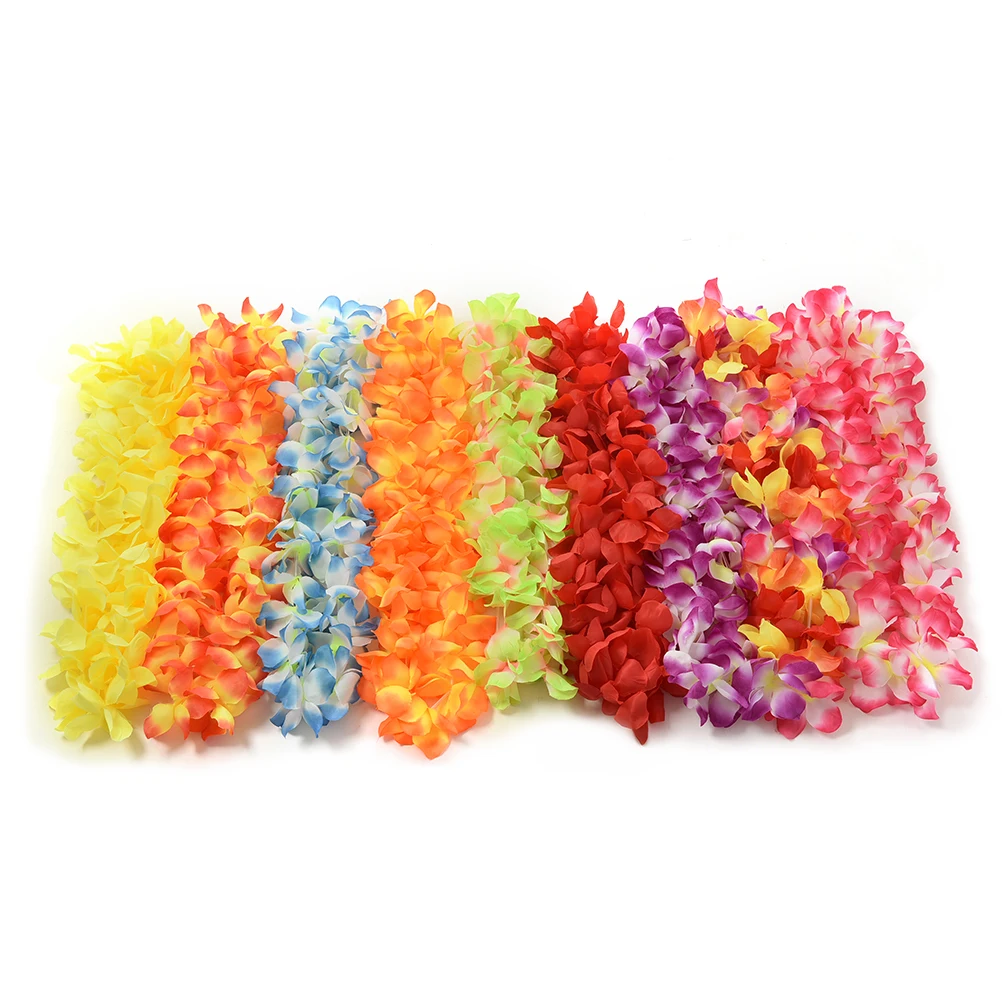 Lot de 100 Lei Fleur Guirlandes Collier Hawaïen Tropical Beach Party robe 