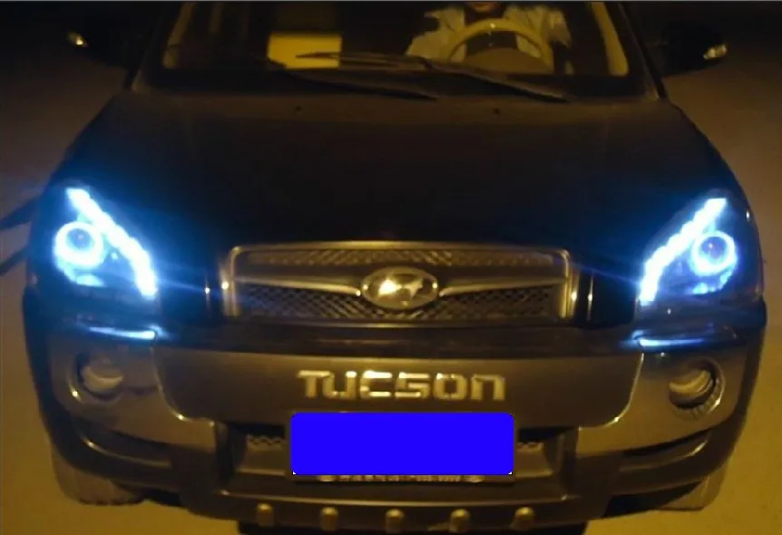 2 шт. автомобильный головной светильник для tucson головной светильник s 2005 2006 2007 2008 2009 год Tucson задний светильник светодиодный DRL HI LO HID xenon