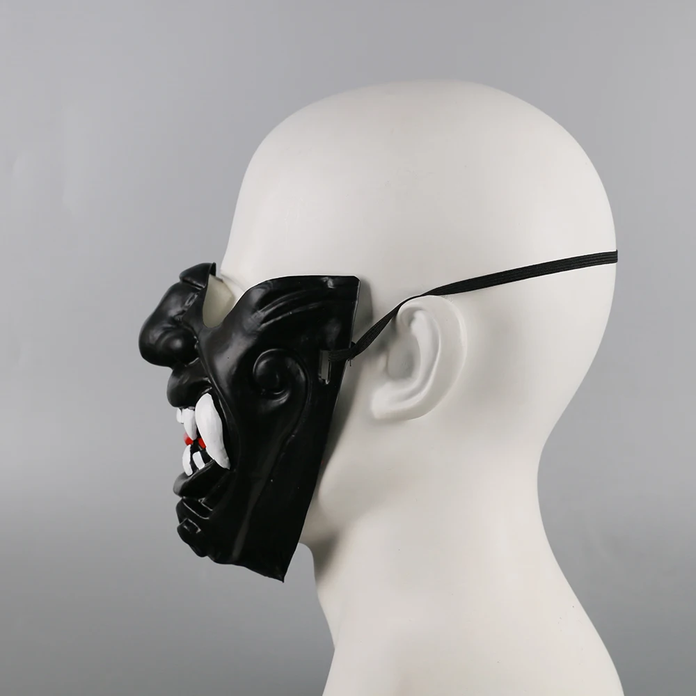 Half Cover Knight Warrior Samurai Mask Airsoft Mask Halloween Cosplay Costume Wall Mask Hannya Kabuki Evil Demon Onimaru Mask (7)