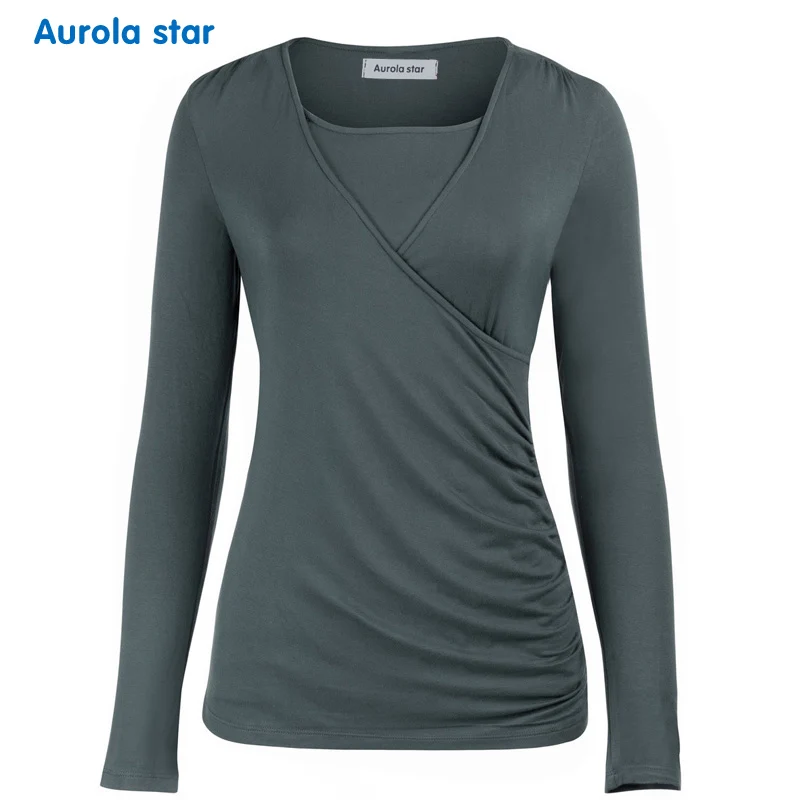 AS1784 MATERNITY BLOUSE LONG SLEEVE grey 001