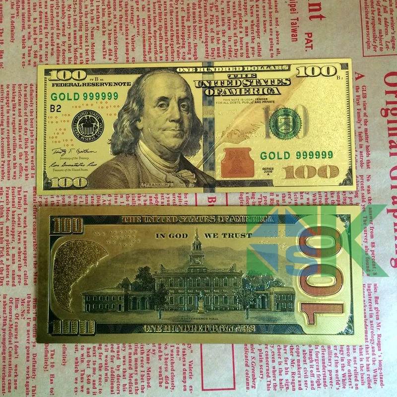10pcs Lot Us100 Dollar Gold Foil Plated Double Design America 10pcs Lot Us100 Dollar Gold Foil Plated