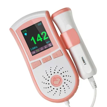 

Color LCD Display Pocket Fetal Doppler Prenatal Heart Baby Heart Monitor 3MHz Probe Dual Interface Display Pink Doppler Fetal