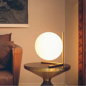 

Modern LED Table Lamp Gold Iron And Glass Lamp Shade Metal Lighting Indoor Light Desk Bedroom Office Table Lamps
