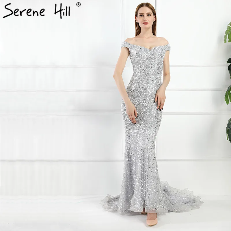 Gorgeous Gray Off Shoulder Mermaid Evening Dresses 2018
