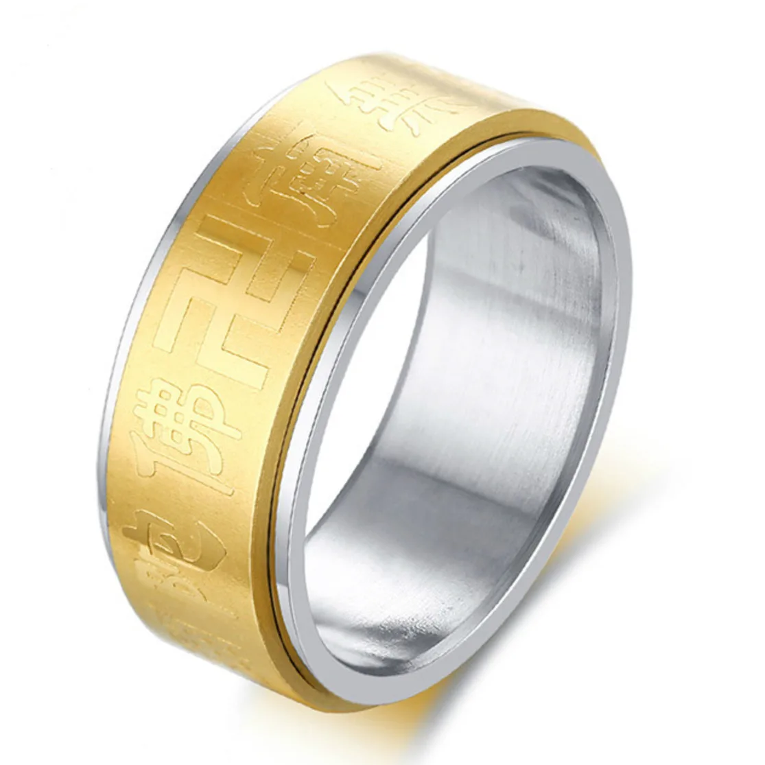 

Tibetan Buddhism Swastika Scripture Amulet Ring Unisex Stainless Steel Spinner Rotating Ring Anillos Bague Homme Anel Masculino