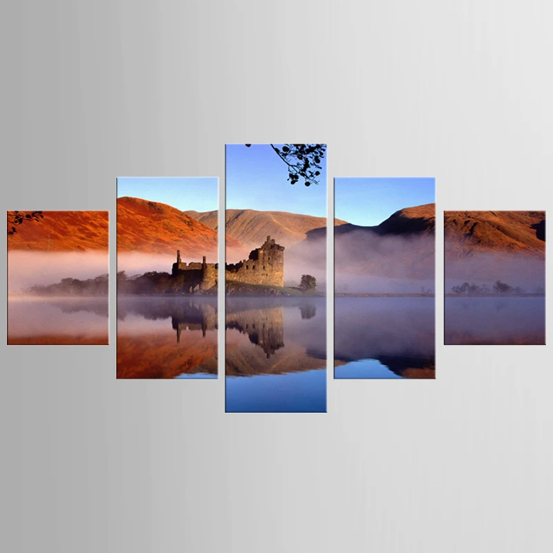 5 Piece canvas landscape Retro Building Wall Art Picture Canvas Print Painting Modern Home Decorative Paintings | Дом и сад