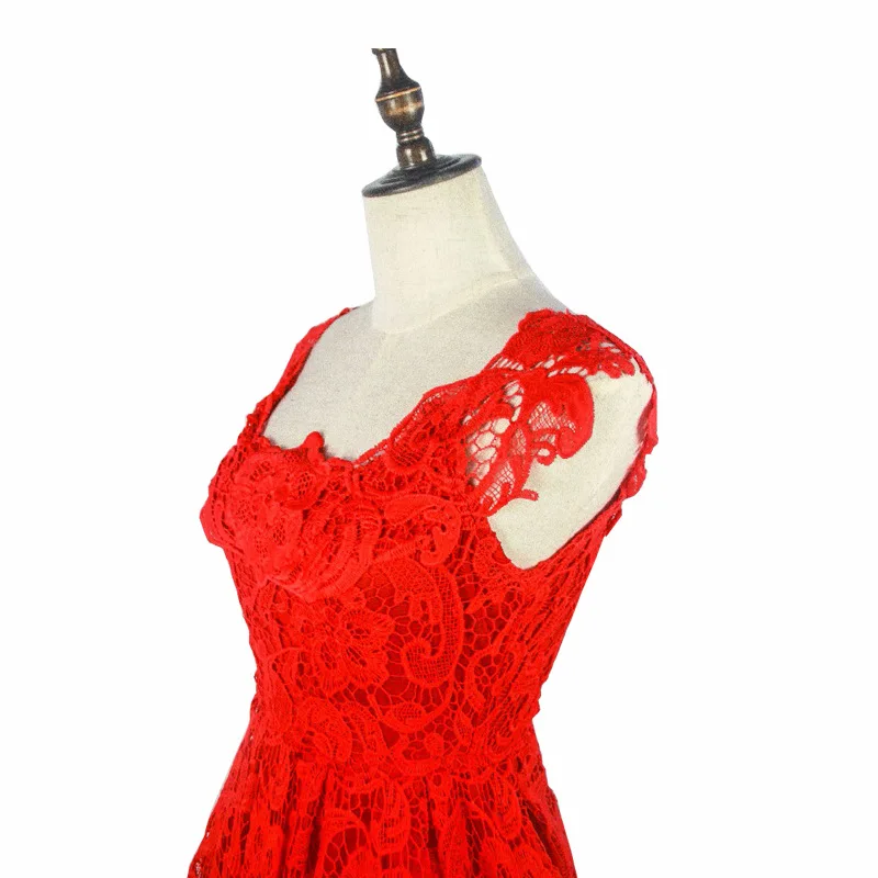 U-SWEAR, женское сексуальное элегантное кружевное платье, винтажное платье трапециевидной формы для церемонии, подружки невесты, вечерние бальные платья vestidos - Цвет: red