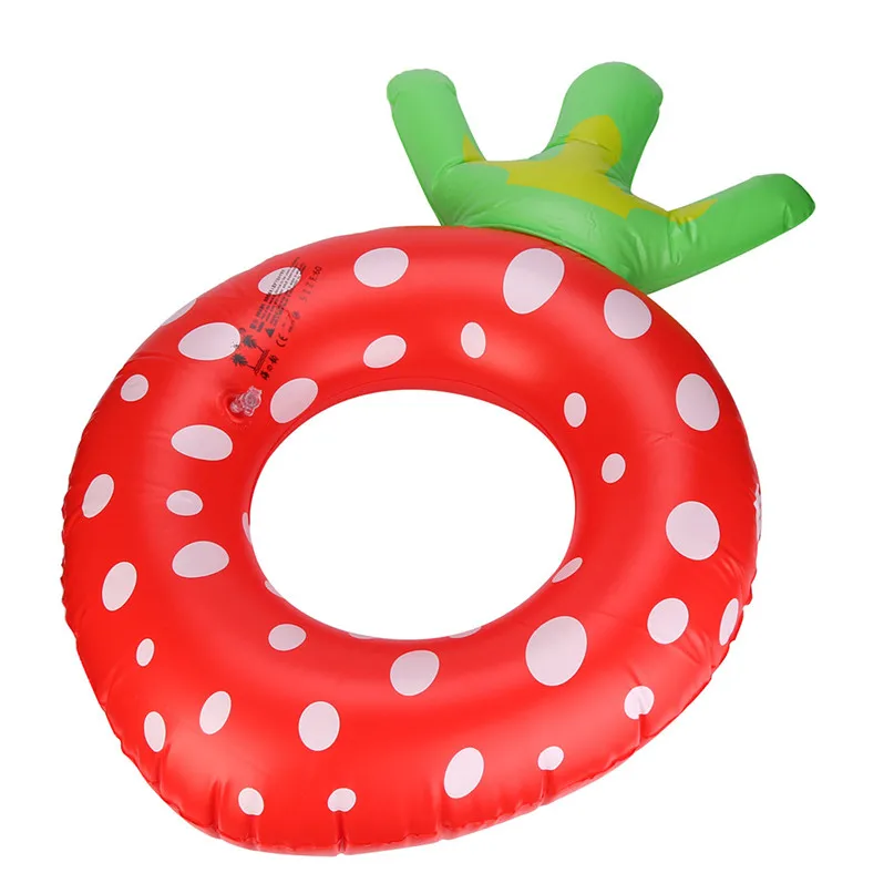 Swimming Rings Large Cute inflatable Strawberry Fruit Swimming Donut Pool Float ring Cartoon Swimming pool supplies #2y17 (1)
