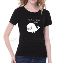 Cartoon whale print tee shirt femme 2016 short sleeve large size cotton t shirt women black white loose women t-shirt S-2XL