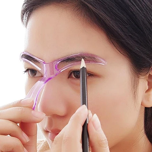 

2016 New Women's Reusable Eyebrow Stencils Shaping Grooming Eye Brow Make Up Template Random Color