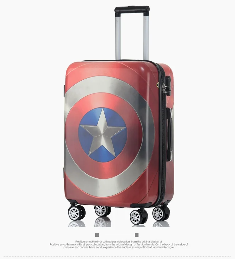 20 24 28 дюймов чемодан Капитан Америка для мужчин и женщин Marvel чемоданы на колесиках/чемодан на колесиках для путешествий для фанатов-героев - Цвет: 24 inch